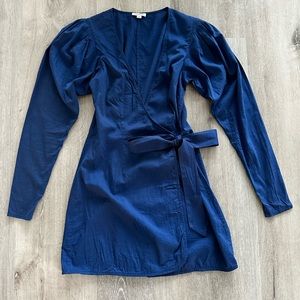 We Wore What Blanca Mini Wrap Dress Navy
